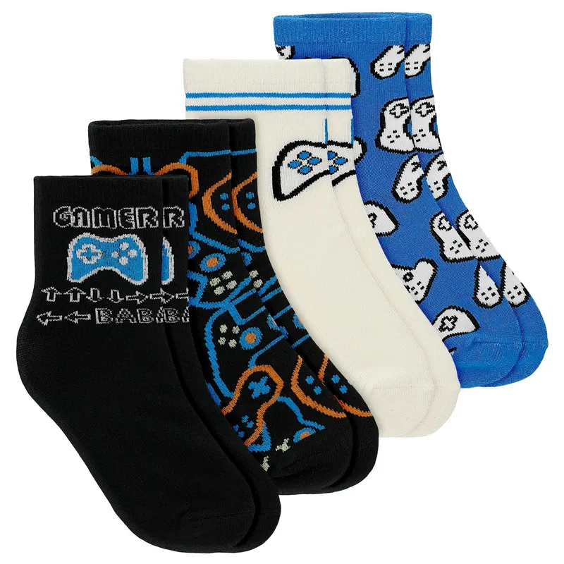 Set de șosete pentru copii cu motiv gaming - pachet de 4 perechi 85703-46