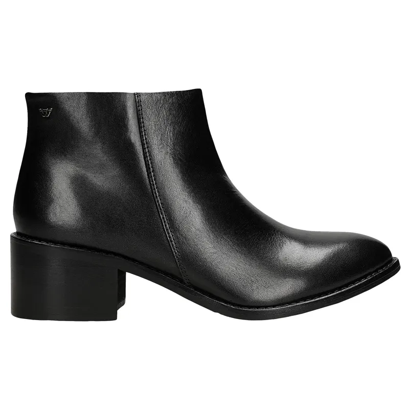 Botine damă negre din piele cu carâmb scurt