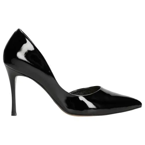 Pantofi stiletto eleganți negri lăcuiți damă