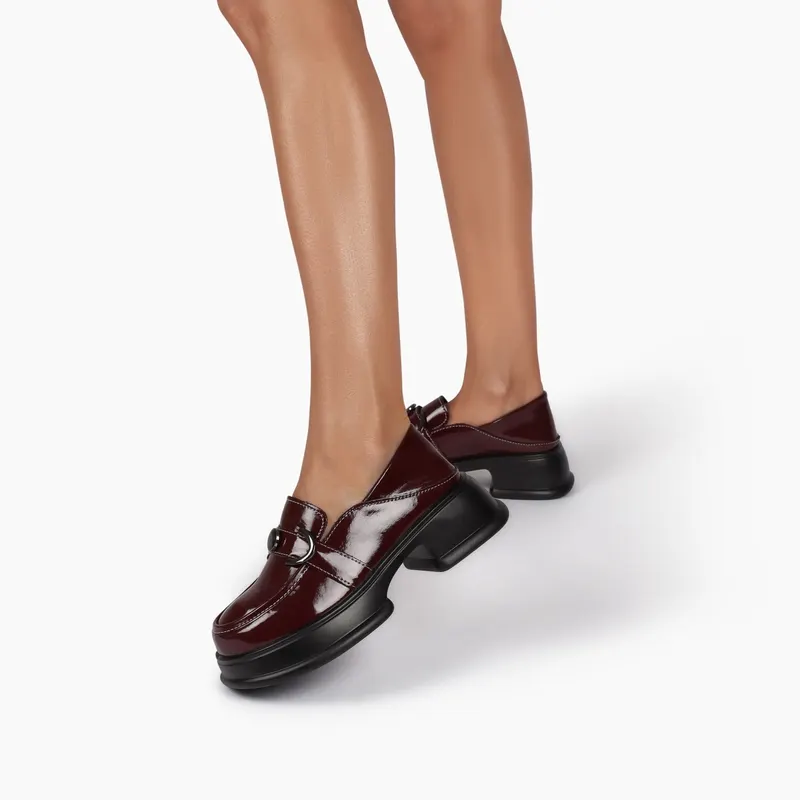 Mocasini dama din Piele Naturala lucioasa CRL0843 ROSU