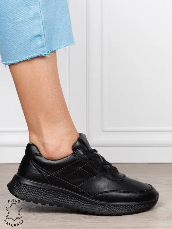 Pantofi sport din piele naturală pentru confort și stil CRL1813 NEGRU