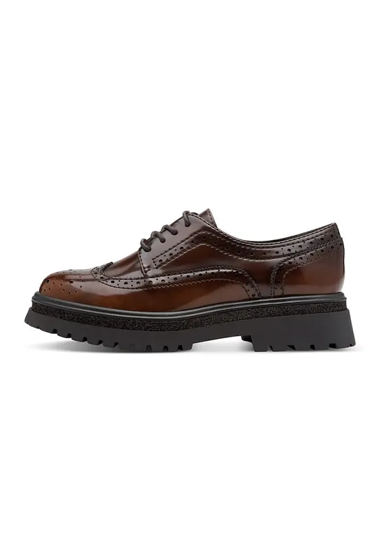 Pantofi Oxford din piele ecologica - Maro inchis/Negru