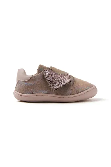 Pantofi sport de piele intoarsa cu aspect stralucitor - Roz
