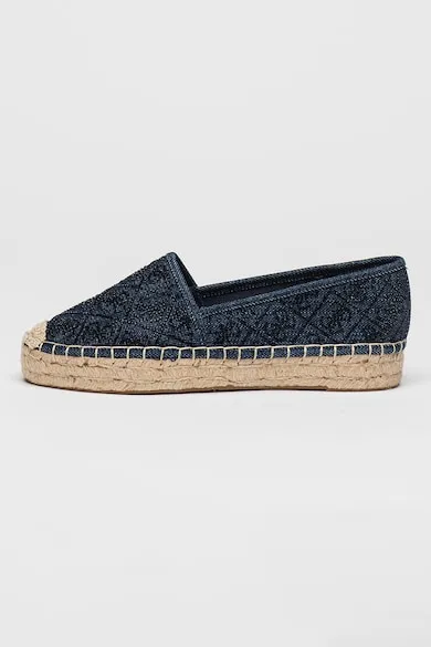 Pantofi loafer din material textil cu model logo - Negru/Bleumarin