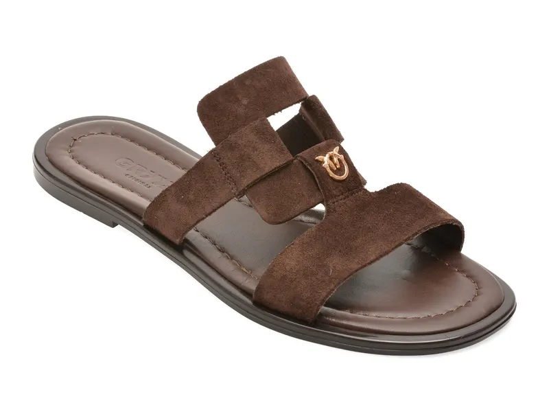 Papuci maro, 1766293, din piele intoarsa