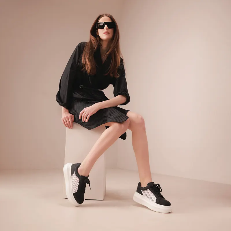 Sneakers perforați femei Luca di Gioia tnegri din piele și material textil 3841DPF261N — imaginea 2