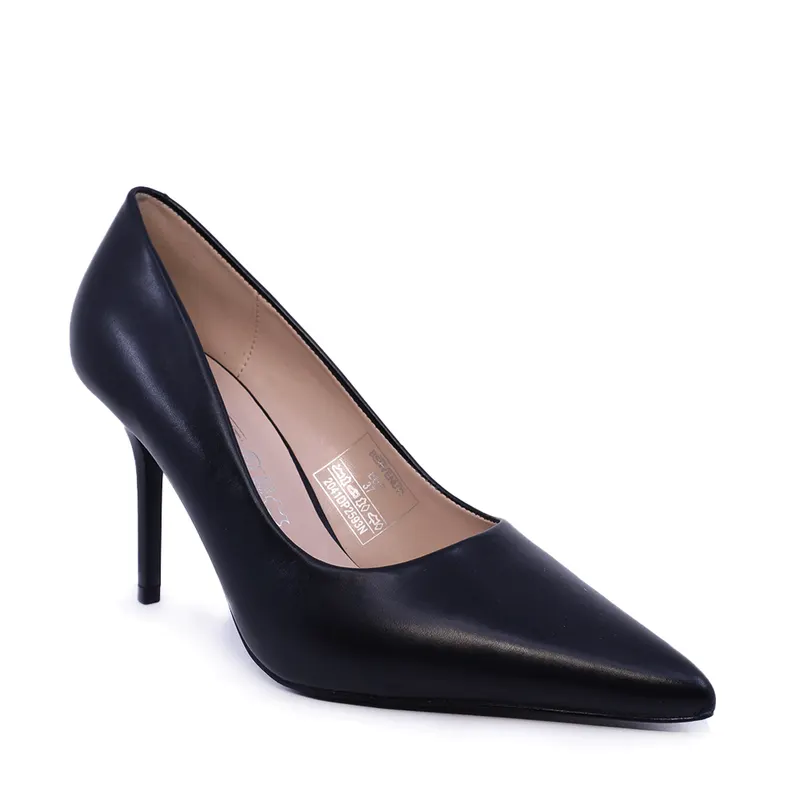 Pantofi stiletto femei negri din piele 2041DP2593N — imaginea 2