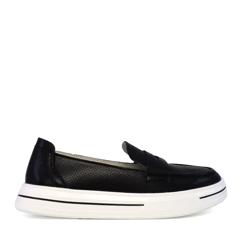 Pantofi loafer ușori femei negri din piele 1319DP6200N