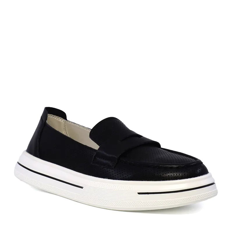 Pantofi loafer ușori femei negri din piele 1319DP6200N — imaginea 2