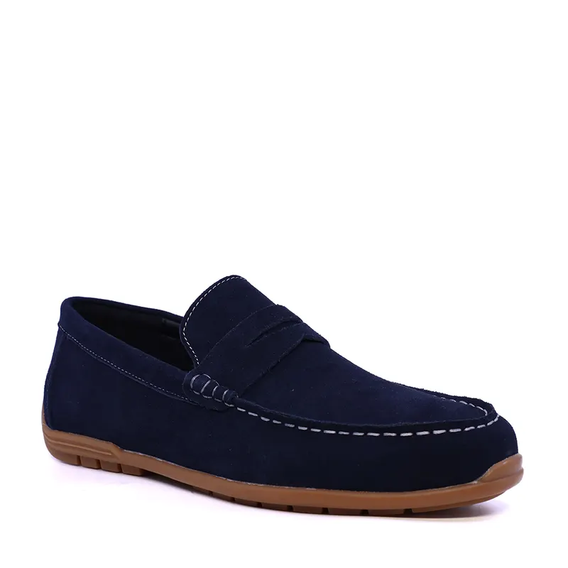 Mocasini bărbați bleumarin din piele întoarsă 3859BM575VBL — imaginea 2