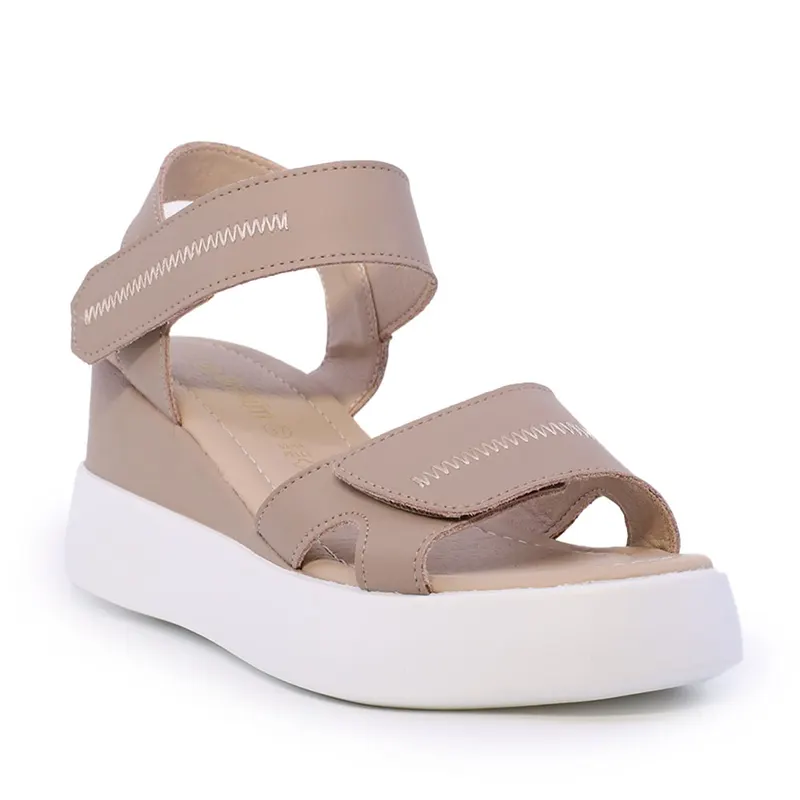 Sandale cu platformă si barete reglabile femei taupe din piele 1991DS0320TA — imaginea 2