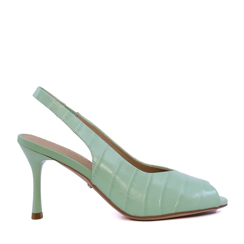 Sandale slingback cu toc înalt femei Enzo Bertini verzi din piele 1391DS5200V