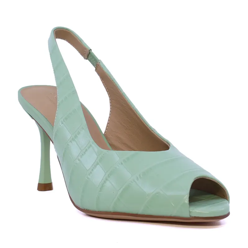 Sandale slingback cu toc înalt femei Enzo Bertini verzi din piele 1391DS5200V — imaginea 2