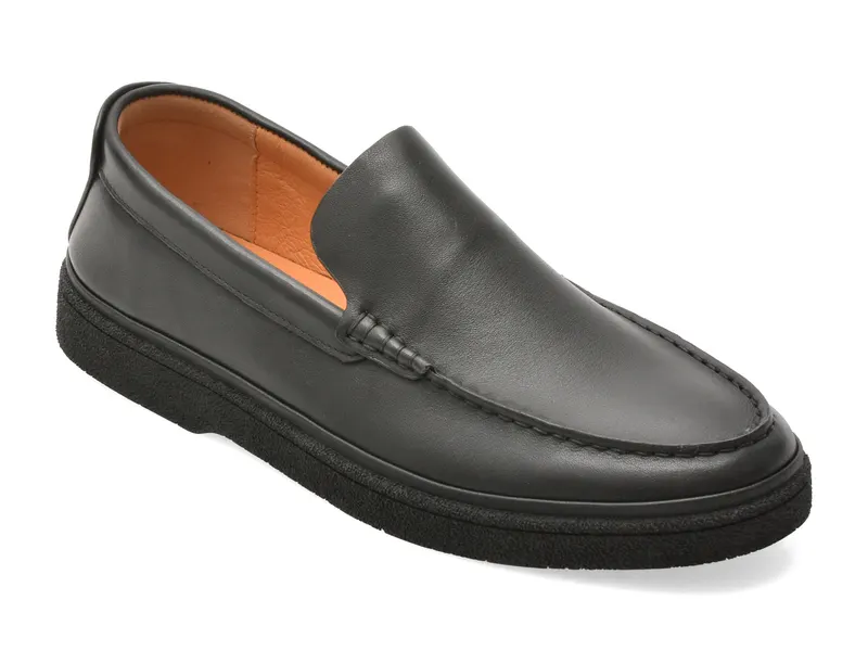 Mocasini negri, J260016, din piele naturala