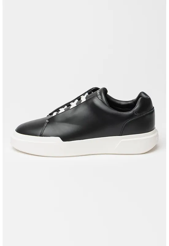 Pantofi sport wedge din piele - Negru/Alb murdar