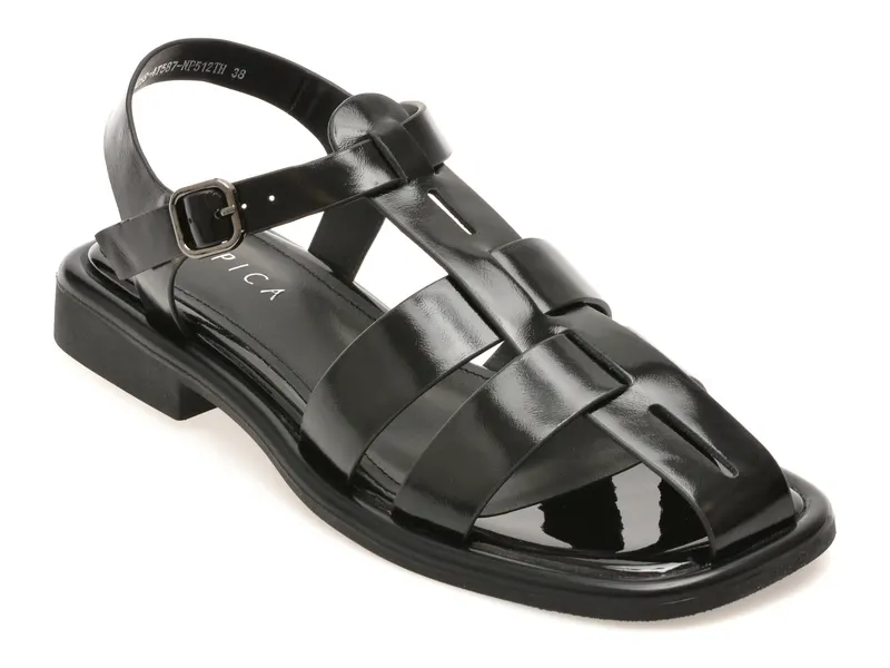 Sandale EPICA negre, 1258587, din piele naturala