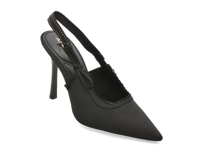 Pantofi eleganti negri, HENNIE 007, din material textil