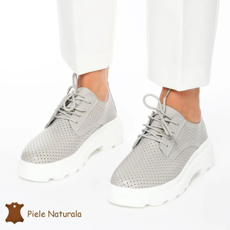 Pantofi Casual Dama Piele naturală CRL0207 GRI