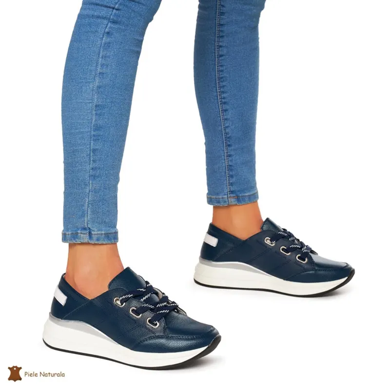 Pantofi Casual dama din Piele naturala CRL0049 Bleumarin