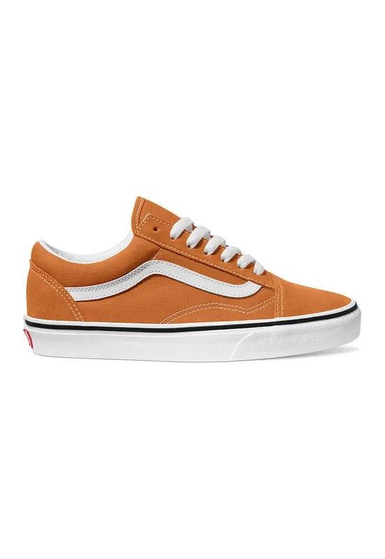 Pantofi sport cu garnituri din piele intoarsa - Alb/Portocaliu
