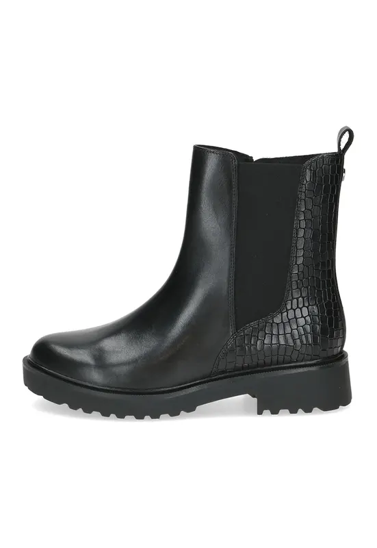 Ghete de piele cu segment textil - Negru