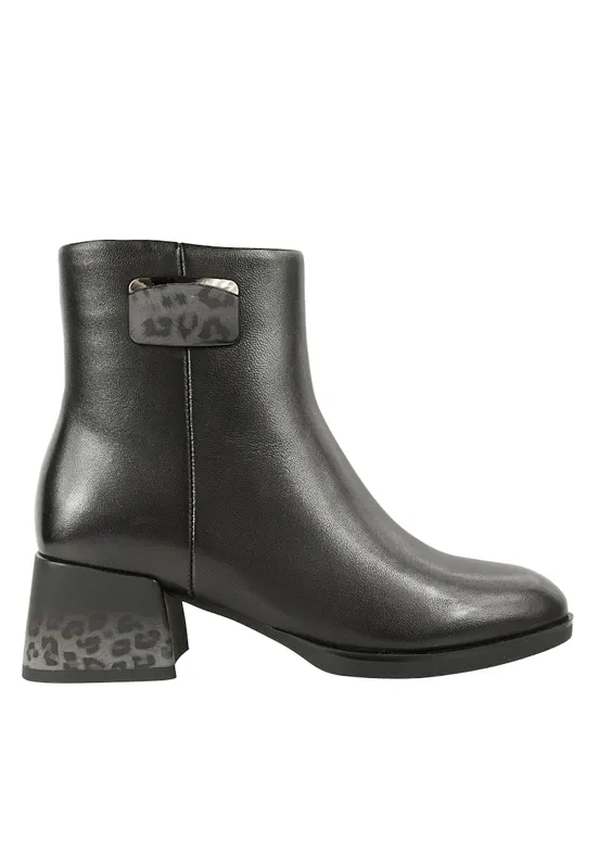 Ghete elegante - dama - JI70034B negru - piele naturala - cu toc - Negru