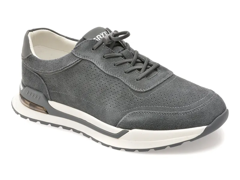 Pantofi sport gri, 63102, din piele intoarsa