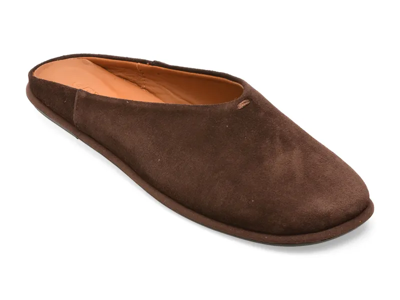 Papuci maro, 4792701, din piele intoarsa