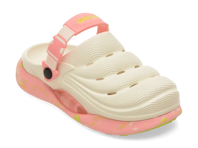 Papuci albi, 2707W, din pvc