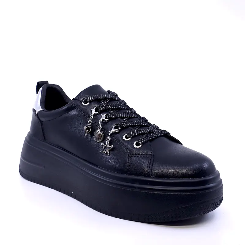Sneakers femei negri din piele cu accesorii detașabile 2041DP2463N — imaginea 2