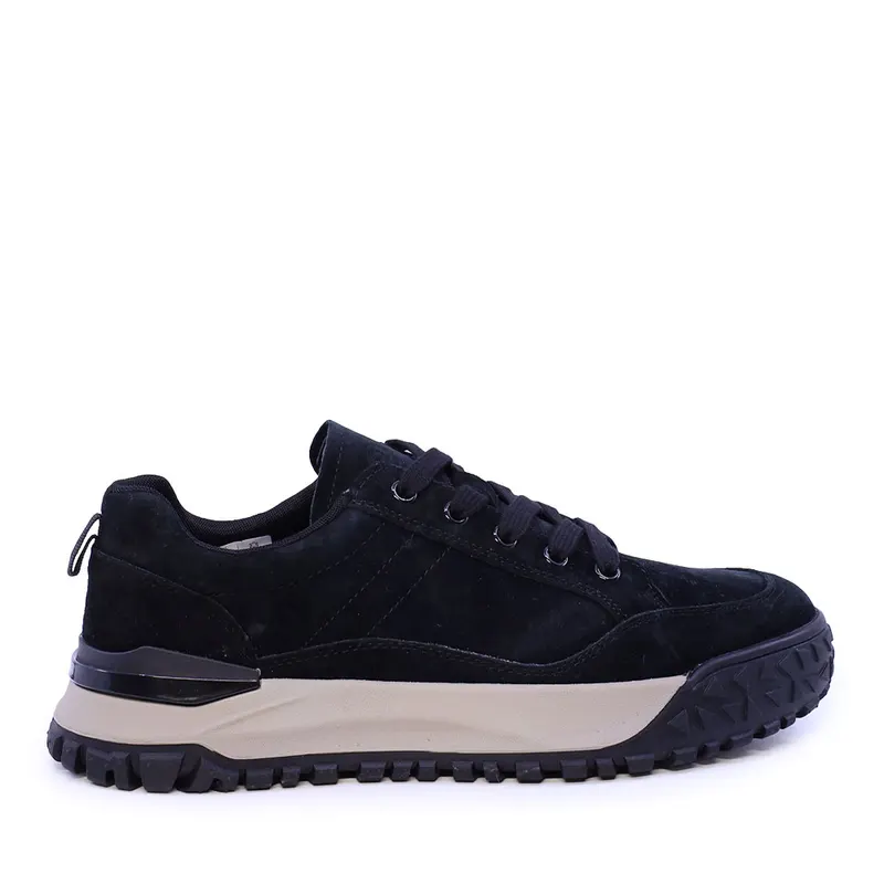 Sneakers bărbați negri din piele întoarsă 1922BP6602VN