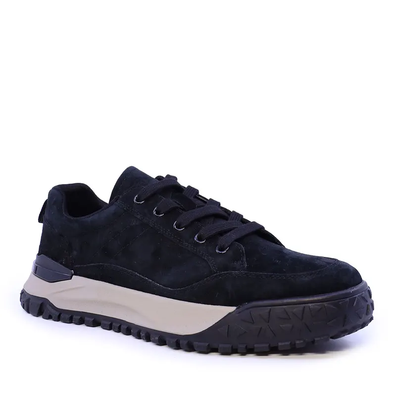 Sneakers bărbați negri din piele întoarsă 1922BP6602VN — imaginea 2