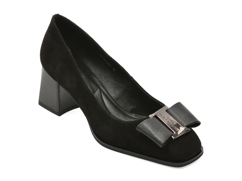 Pantofi eleganti EPICA negri, 763M6, din piele intoarsa