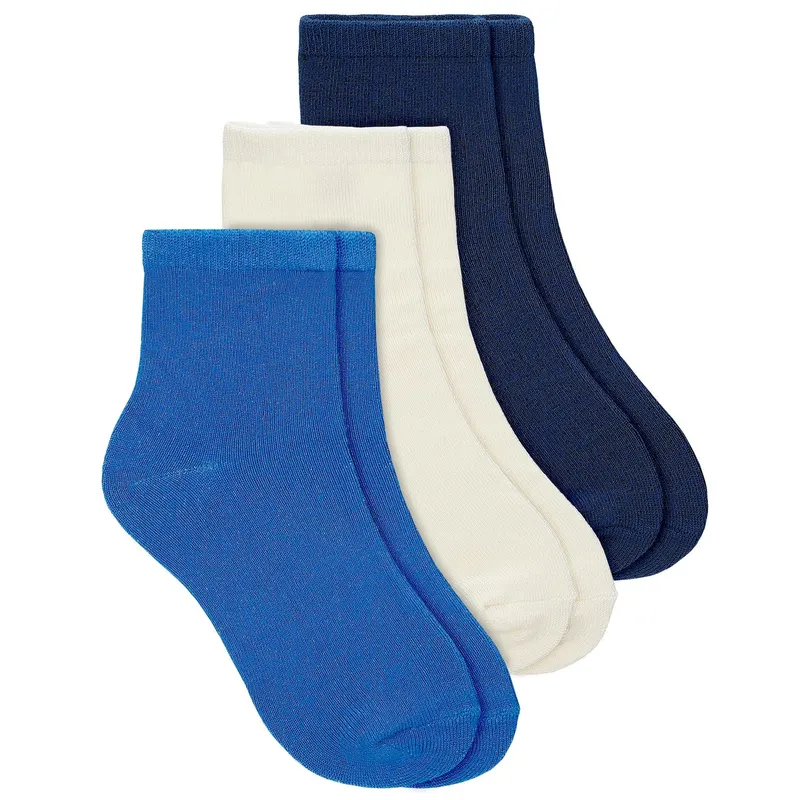 Șosete din bambus pentru copii alb-albastru-bleumarin, set 3 perechi BARTEK 85700-46