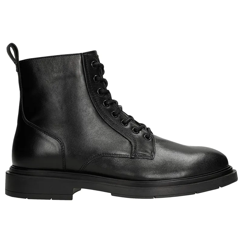 Ghete biker clasice negre din piele granulată