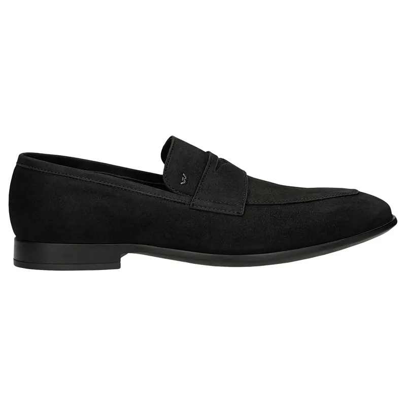Pantofi loafes negri din nubuc