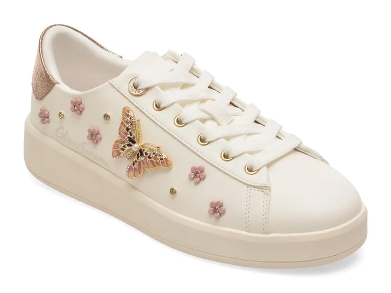 Pantofi sport albi, SPRINGKISS 100, din piele ecologica