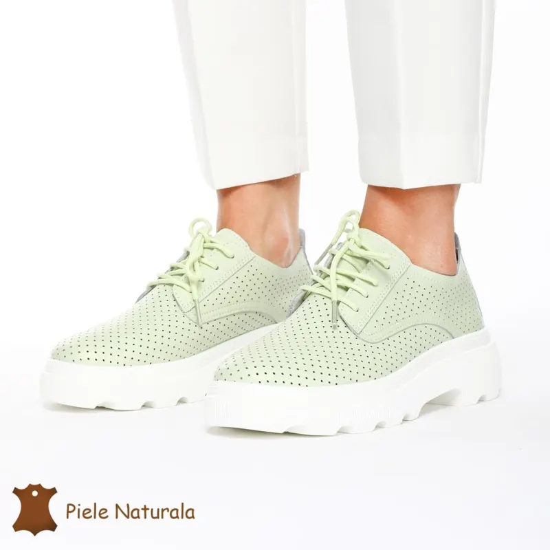 Pantofi Casual Dama Piele naturală CRL0207 VERDE