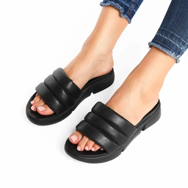 Papuci dama din Piele Ecologica negre CRL0212