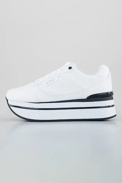 Pantofi sport de piele ecologica cu logo stantat Hansin - Alb