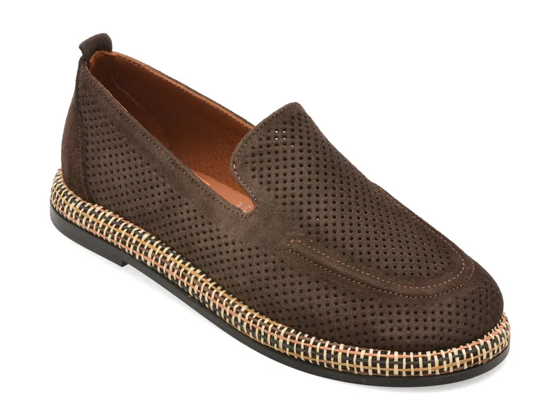 Mocasini maro, 481264, din piele intoarsa