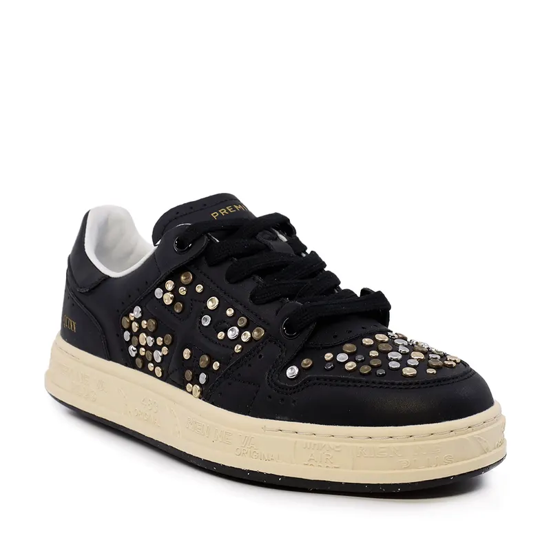 Sneakers femei Premiata Quinn-D negri din piele 1690DP7654N — imaginea 2