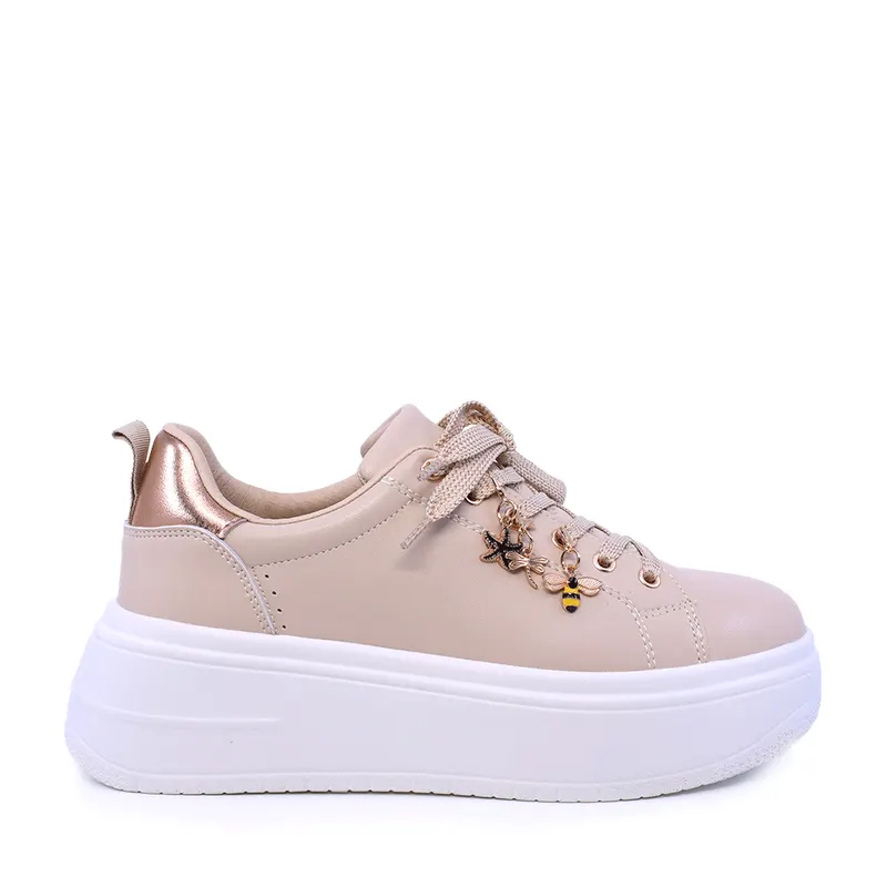 Sneakers femei bej din piele cu accesorii detașabile 2041DP2463BE