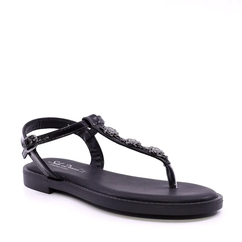 Sandale cu baretă între degete femei Solo Donna negre 2549DS9301N — imaginea 2