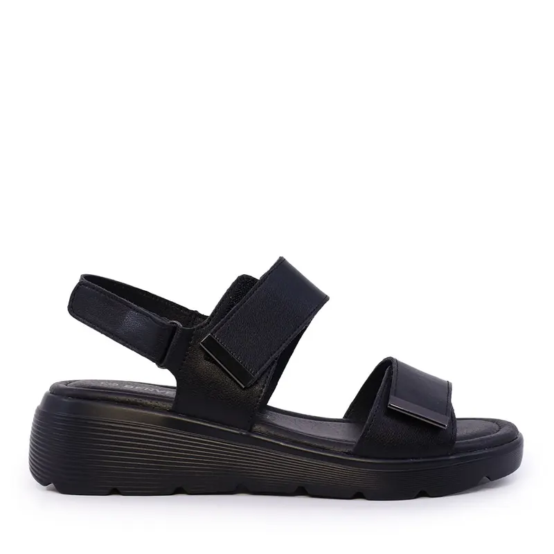 Sandale reglabile femei negre din piele 1991DS0310N