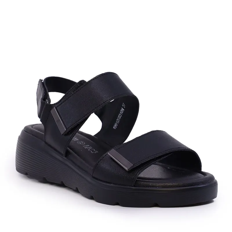 Sandale reglabile femei negre din piele 1991DS0310N — imaginea 2