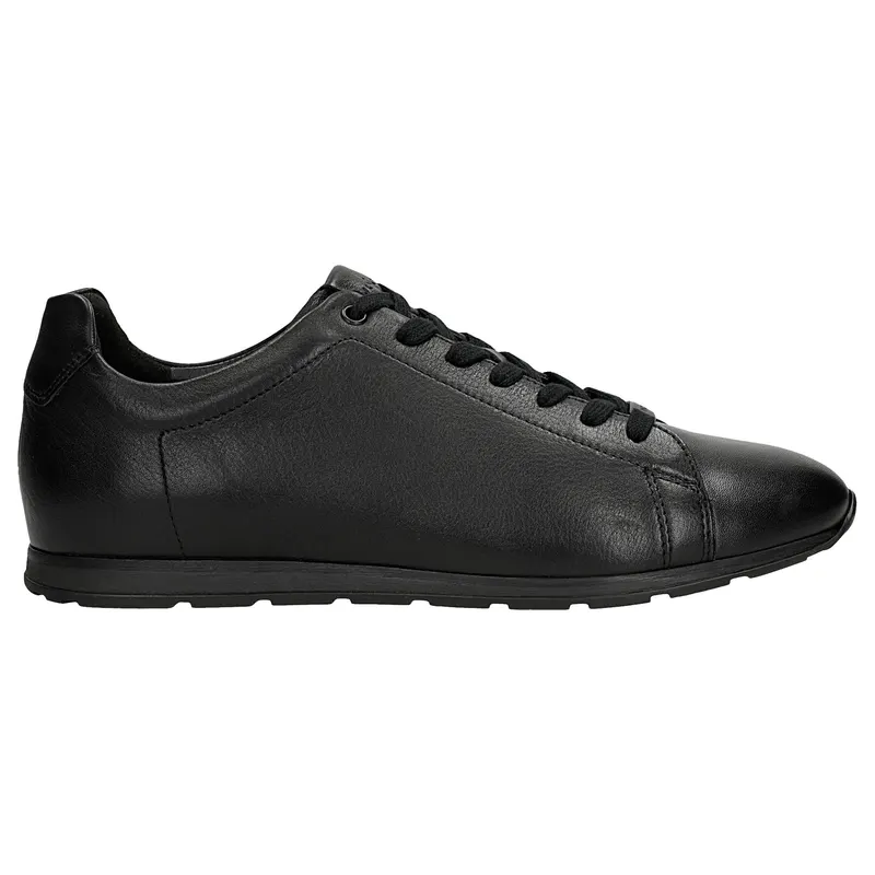 Sneakers negri bărbați din piele naturală netedă