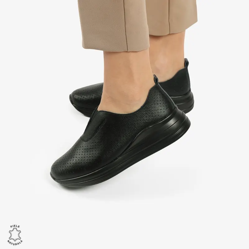 Pantofi Casual dama din piele naturala CRL0784 NEGRU