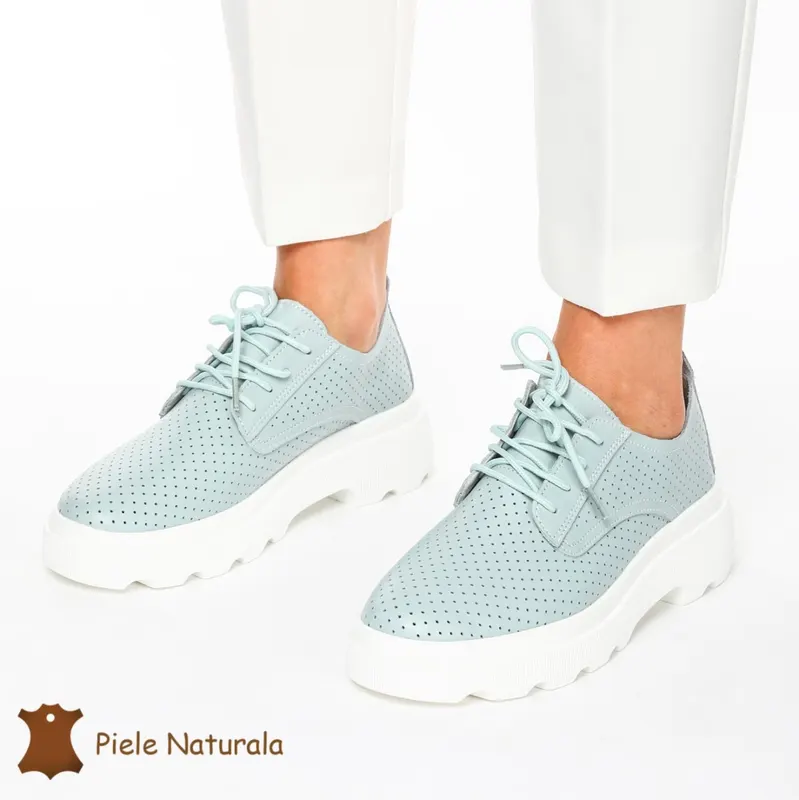 Pantofi Casual Dama Piele naturală CRL0207 ALBASTRU