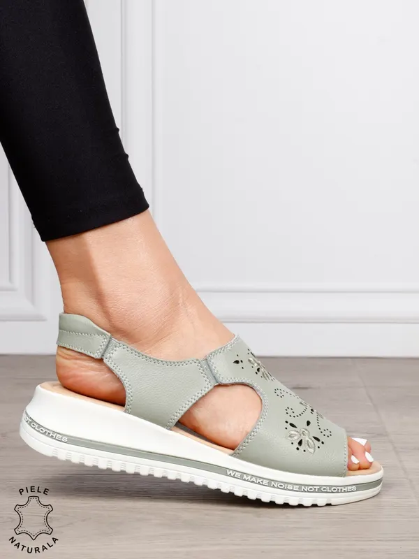 Sandale dama din Piele Naturala cu talpa Inalta CRL0195 BARILA